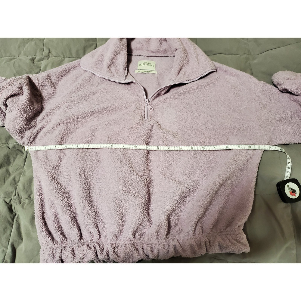 Urban Outfitters Lavender Plush Fleece 1/4 Zip Cropped Pullover Cinch Hem Sz S - Picture 3 of 12